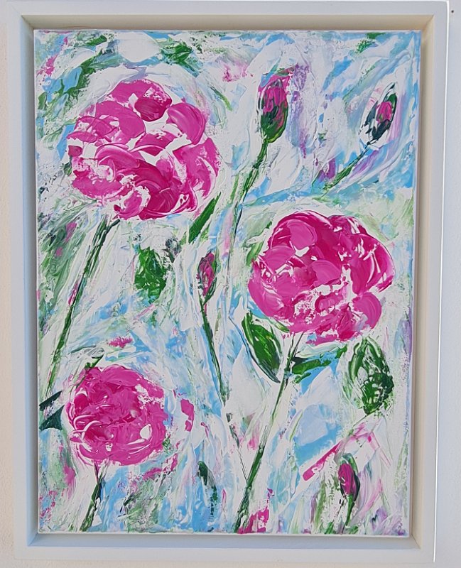 Pfingstrosen 2 2021, 40x30, Acryl auf LW, € 250 SOLD